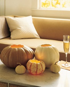 Pumpkins as votive holders Pumpkins as votive holders