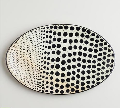 Black and White Soapstone Dot Platter 