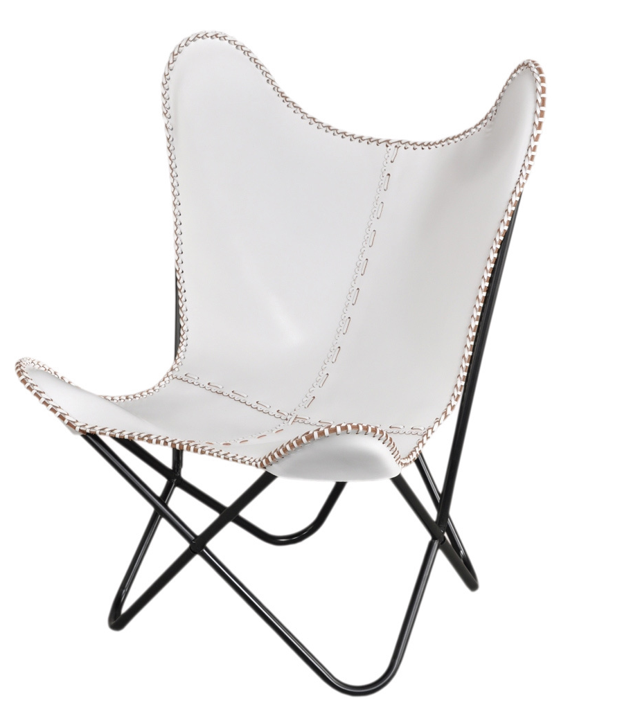 White Leather Butterfly Chair, $229